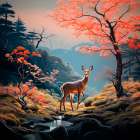 Deer in forest Art Print